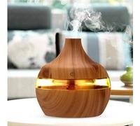 300ml Diffuseur d'Huiles Essentielles Humidificateur Portable Ultrasonique Brume Fraîche Arôme Diffuseur de Parfum Lumière LED Couleurs Changeantes pour SPA, Yoga, Maison, Bureau Marron G