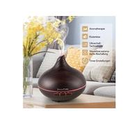 300ml Humidificateur à ultrasons grain en bois LED Huile Essentielle Diffuseur 7 Couleur