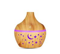 300ml Mini Diffuseur d'Huiles Essentielles, Humidificateur à bois Portable Purificateur d'air Electrique Ultrasonique Brume Parfum pour SPA, Massage, Yoga, Maison, Bureau, Chambre bébé (E)