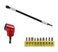 300mm Tige Flexible, 105° Renvoi d'Angle Visseuse & Renvoi d'Angle, 10pcs Embout Visseuse 1/4"avec Support Jaune, pour Assemblage Meubles, Réparations Mécaniques et Travaux Dans Espaces Étroits
