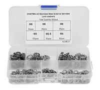 300Pcs/Set Rondelles De Blocage De Dents Externes M2.5/M3/M4/M5/M6/M8 Écrou De Vis Denté Joint Plat Kit D'Assortiment