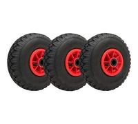 300x4 Pneumatic Wheels 260x85mm Plastic Rim 20mm Roller Bearing 150kg (Set of 3)