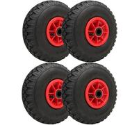 300x4 Pneumatic Wheels 260x85mm Plastic Rim 20mm Roller Bearing 150kg (Set of 4)