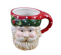 301-400ml Européen et Américain Créatif Boucle Inverse Peint à la Main Tasse à Eau en Céramique Père Noël, Tasse de Décoration de Noël en Céramique en Relief Tasse