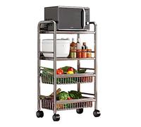304 Inless Chariot de cuisine en acier avec roulettes - Rolling Utili Sto Island & Pantry Rack, panier en maille pour fruits, vétérinaires, pommes de terre, 124,5 x 76,2 cm - & le Kitchen nizer
