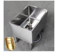 304 Inless Évier à franges en acier avec bonde et filtre - Lavabo de service lourd à monter au sol pour cuisines commerciales et reurants - Solution de nettoyage idéale (80 x 41 x 50 cm)