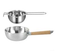 304 Marmite à fondre en acier inoxydable avec poignée suspendue - Double bec pour chocolat et beurre - Casserole à bain-marie Passe au lave-vaisselle 12 x 6 cm (D)
