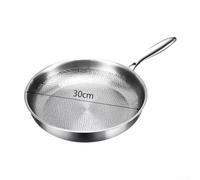 304 Stainless Steel Frying Pan 30cm Uncoated Deep | 304 steel, uncoated safe pour surface, wear resistance, daily cooking essential, silver finish