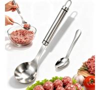 304 Stainless Steel Meatball Maker Spoon, Non-Stick Meat Ball Maker，1set | Meat Ballers Making Tool,Make Perfect Meatballs Without Messy Hands,for Rice, Ice Cream, Fruit, Chocolate Ball Making