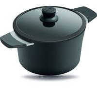 30400 Squality Casserole en fonte avec couvercle en verre, 4.0l volume, 24cm, sans graisse, anthracite, Vitrocéramique/Gas