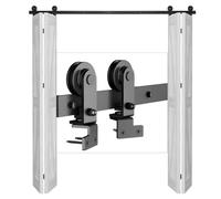 305cm/10FT Rail Porte Coulissante Pliante Kit Roulette Suspendue Systeme Noir pour 4 Porte Coulissante Interieur 75cm Large T Roues
