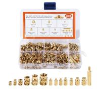 308 Pièces Inserts Filetés Laiton, M2 M2,5 M3 M4 M5 M6 Inserts Moletés pour Impression 3D, Écrous à Filetage Interne avec Boîte de Rangement pour Pièces en Plastique