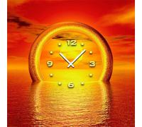 3088 Dixtime Horloge murale design 40cm x 40cm coucher de soleil carré horloge de rêve pour la maison