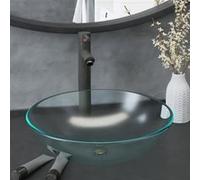vidaXL Robinet de lavabo de salle de bains Garniture de vidage en verre mat