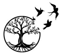 30cm Arbre de vie en métal -Décoration Murale en Métal avec des Petit oiseau, pour Cadeau Intérieur Cadeau Extérieur Jardin Maiso