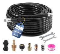 30M Déboucheur Canalisation Haute Pression-1/4'' Déboucheur Flexible Compatible avec Karcher K2 K3 K4 K5 K6 K7, Lavor, Bosch