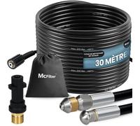 30m flexible déboucheur canalisation 160-200 bar, buses fixes + rotatives, compatible Kärcher K2-K7