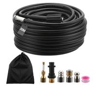 30M Furet Deboucheur Canalisation Haute Pression, Tuyau Flexible 210 Bar 60°C, Avec Adaptateur,Buse Fixe/Rotative Rallonge