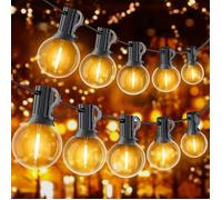 30M Guirlande Lumineuse Extérieure Guinguette LED avec 50 Ampoules E12 G40 en Plastique Étanche Guirlande pour Jardin Cour Patio
