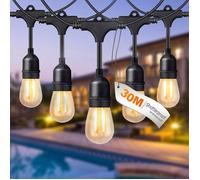 30M Guirlandes Lumineuses Extérieure LED 60W Avec 30+2 Ampoules E27 S14 2700 K Blanc Chaud Étanche IP44 pour Jardin Cour