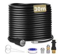 30m Tuyau Déboucheur Canalisation pour Nettoyeur Haute Pression Kärcher | Compatible K1 K2 K3 K4 K5 K6 K7, avec buses à jet et rotative, adaptateurs, débouchage efficace jusqu'à 180 bars