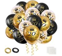 30PCS Ballons 20 Ans Anniversaire - Décorations Gris Or Transparent pour Garçon Fille