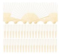 30PCS Éventail Blancs Pliantes Bambou Toile Main Fan pour Mariage Peinture Calligraphie DIY Cadeau Décoration Cadeaux de Fête DIY