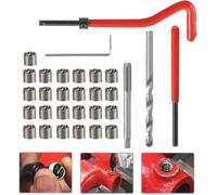 30Pcs Kit Reparation Filetage M6 INOX Foret Hélicoïdal Clé Hexagonale Insert Filetage Taraud Filiere Professionnel pour Entretien
