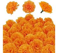30PCS Marigold Fleurs Artificielles, Faux Soucis Fleurs pour la Décoration Faux Soucis Orange pour la Fête d'Halloween Soie Jaune Fleur de Souci Fleurs Mexicaines pour la Décoration de Mariage de Noël