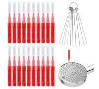 30pcs Nettoyant Pommeau de Douche Outils, Brosse Nettoyage Pommeau de Douche Pics de Nettoyage pour Pomme de Douche Brosse de Nettoyage pour Petit Trou Espace Buse Fente (Rouge)