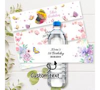 30pcs/Pack Autocollants d'étiquettes de boîte de bouteille décoratives papillon personnalisés, personnalisés pour fête d'anniversaire de fille, pour anniversaires, pour fêtes d'anniversaire, pour pend