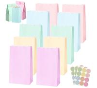 30Pcs Pochette Cadeau Anniversaire Enfant,Sac Papier Cadeau Petit avec 36 Autocollants 24x13x8cm,Pochette Cadeaux Papier Mélange,Sachet Bonbon Anniversaire pour Mariage,Noël,Halloween,Party