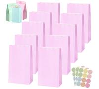 30Pcs Pochette Cadeau Anniversaire Enfant,Sac Papier Cadeau Petit avec 36 Autocollants 24x13x8cm,Pochette Cadeaux Papier Violet,Sachet Bonbon Anniversaire pour Mariage,Noël,Halloween,Party