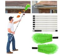 310cm Brosse Telescopique Toiture, Perche Nettoyage Toiture | Outil de Nettoyage de GouttièRe avec 8 Tiges et 2 Têtes de Brosse pour Nettoyer les Avant-Toits, les GouttièRes et le Jardin