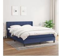 vidaXL Lit à sommier tapissier avec matelas 3129711 Tissu Bleu 140x190 cm