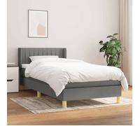 vidaXL Lit à sommier tapissier 3130402 avec matelas en tissu gris foncé 90x200 cm