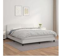 vidaXL Lit à sommier tapissier avec matelas Blanc 160x200cm Similicuir