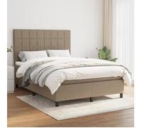 vidaXL Lit à sommier tapissier avec matelas Taupe 140x190 cm Tissu
