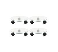 3144028 vidaXL Supports roulants à plantes 4 pcs 28 cm Verre trempé Rond Noir G