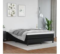 3144261 vidaXL Lit à sommier tapissier avec matelas Noir 140x200 cm Similicuir