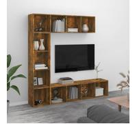 vidaXL Ensemble bibliothèque et meuble TV 3 pcs Chêne fumé 180x30x180 cm
