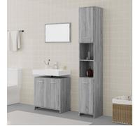 3152717 vidaXL Ensemble de meubles de salle de bain 3 pcs Sonoma gris