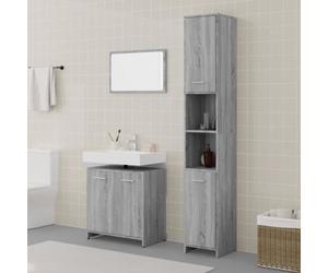 3152717 vidaXL Ensemble de meubles de salle de bain 3 pcs Sonoma gris