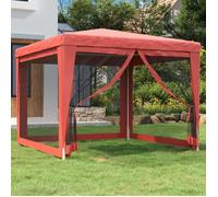 319230 vidaXL Tente de fête avec 4 parois latérales en maille Rouge 3x3m PEHD