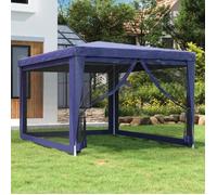 vidaXL Tente de réception 3x4 m HDPE avec 4 parois latérales en maille bleue