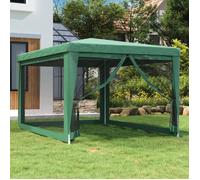 vidaXL Tente de réception 3x4 m Vert HDPE avec 4 parois latérales en maille