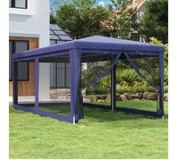 vidaXL Tente de réception 3x6 m - 6 parois latérales en maille, bleu, HDPE