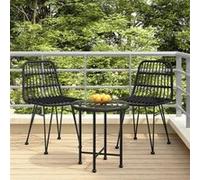 319429 vidaXL Chaises de jardin 2 pcs Noir 48x62x84 cm Résine tressée Noir G