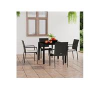 vidaXL Chaises de jardin avec coussins 4 pcs. Poly rotin noir