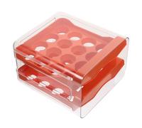 32 Cases Boîte à Œufs à Tiroir Double Couche en Plastique PP PET | Rangement Ordonné, Rainures Larges, Maintien Sûr, pour Réfrigérateur, Présent de Crémaillère, Orange